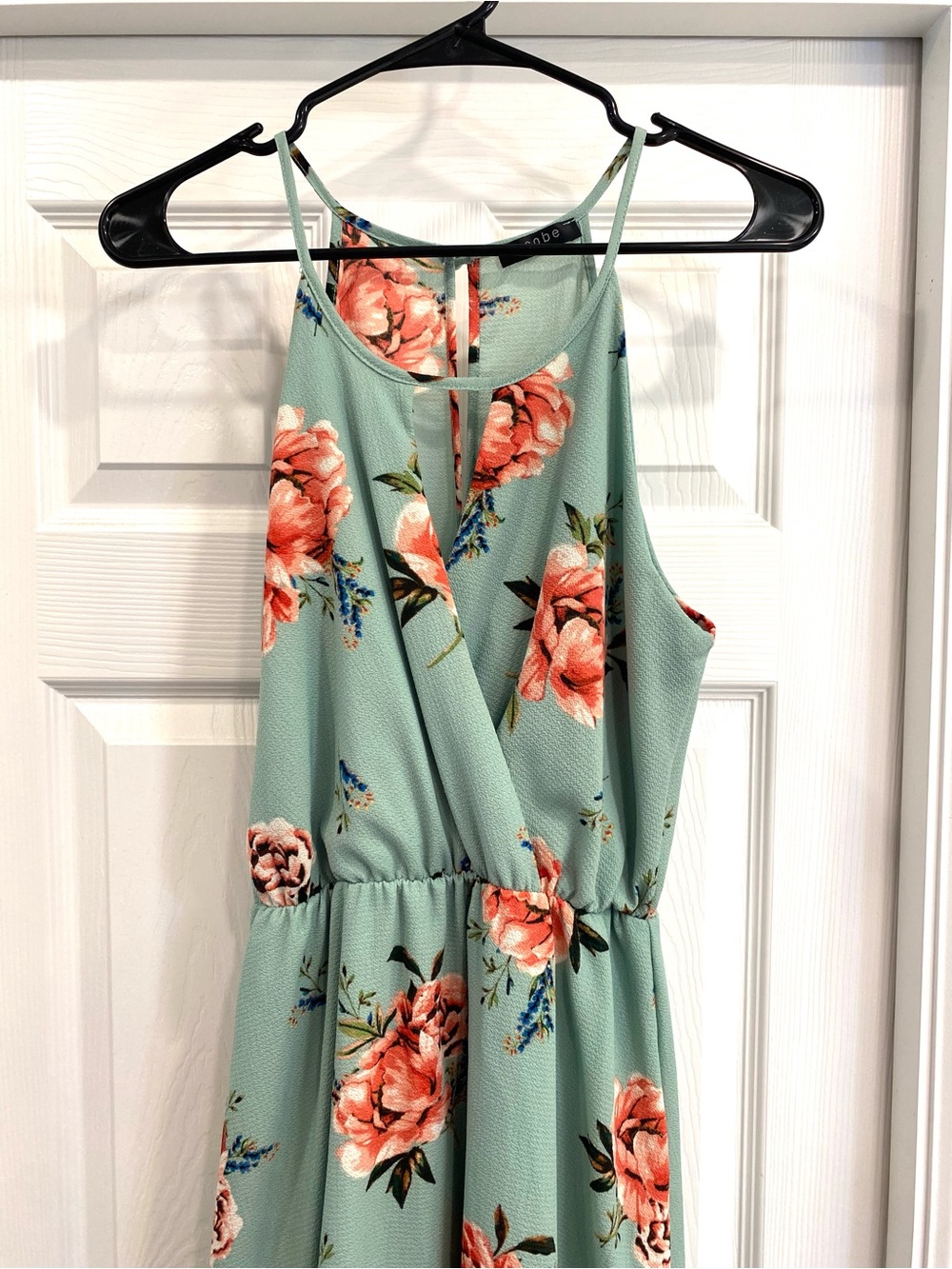 Sleeveless Floral High-Low Dress in Sage Green - Picture 2 of 4